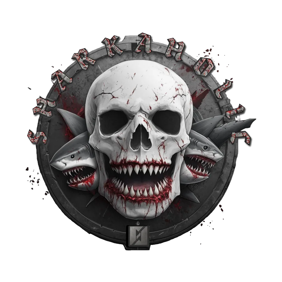 T-shirt design Shark Skull Trio